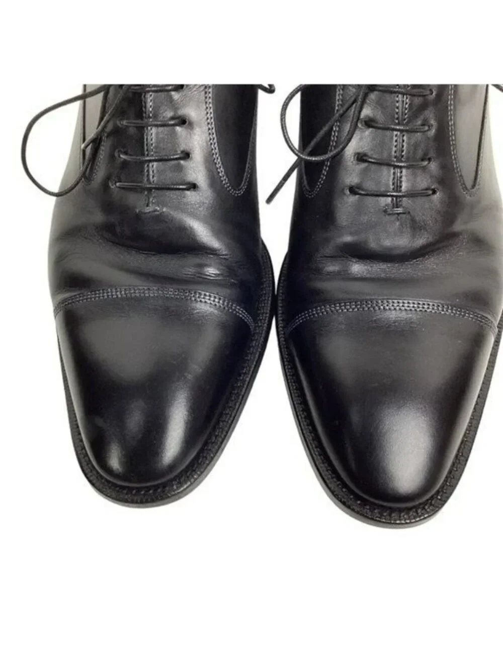 Santoni Darian Mens 9.5 D Cap Toe Oxford Leather Dress Shoe Black Style #751511